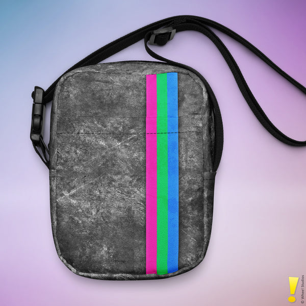 Polysexual Pride Flag Grunge Stripe Crossbody Bag
